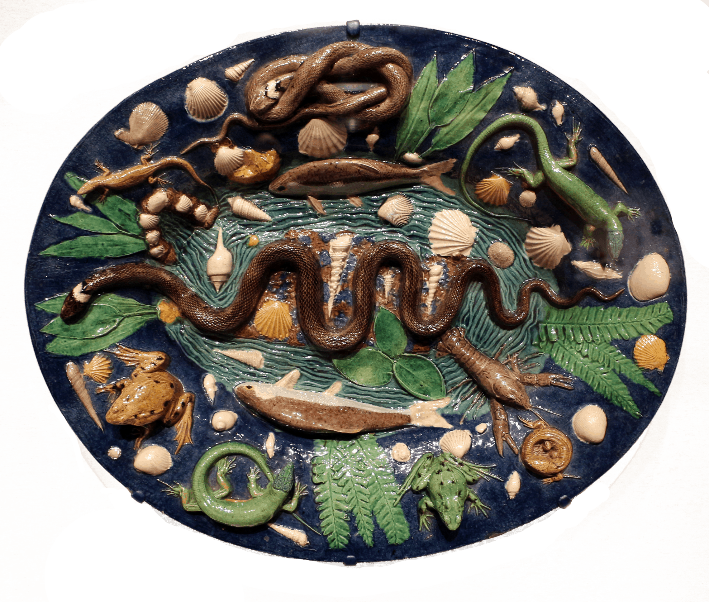 Plat à serpents et animaux, Bernard Palissy, conservé au musée de Cleveland