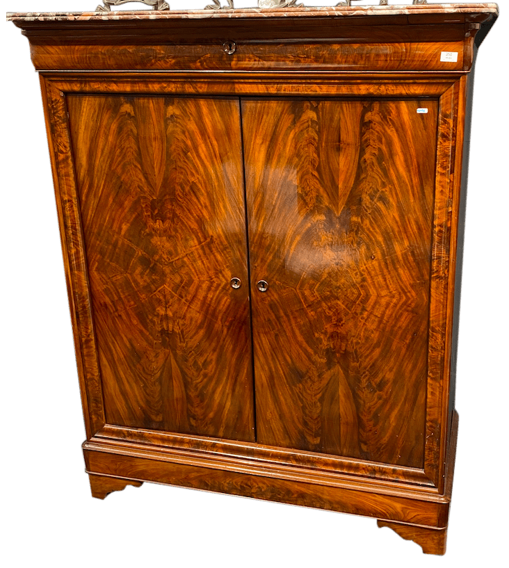 Armoire Lingère Louis Philippe. Acajou. Marbre. Deux vantaux. 