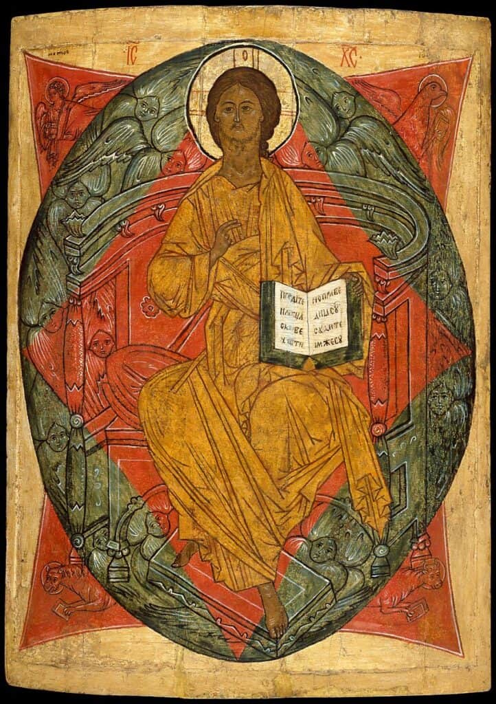 Icône du Christ en gloire, peintre russe, tempera sur bois, fin XVe siècle, conservé au Metropolitan Museum of Art