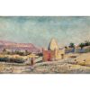 Tombeau d'un Marabout, Fernand Salkin, Coucher de soleil en Algérie, teintes mauves, bleu pâle, jaune clair tirant sur le beige.