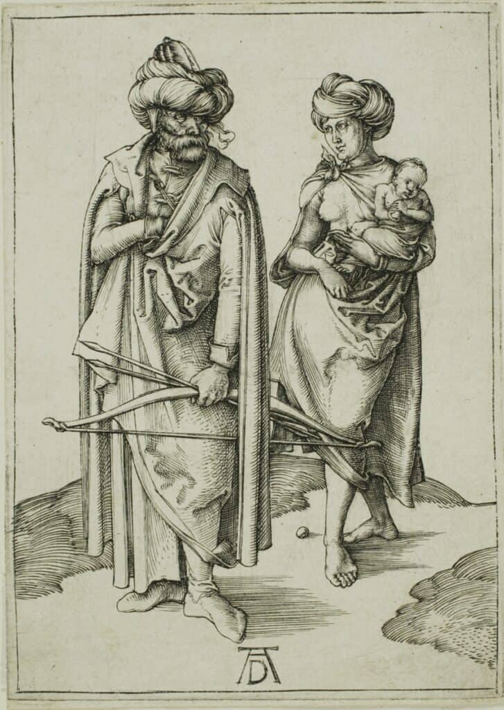 Famille Orientale par Durer, fait penser à la Sainte Famille.