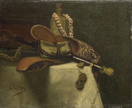 Nature morte aux babouches et au sabre.