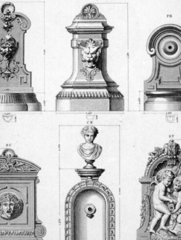 illustration de fontaines en fonte anciennes