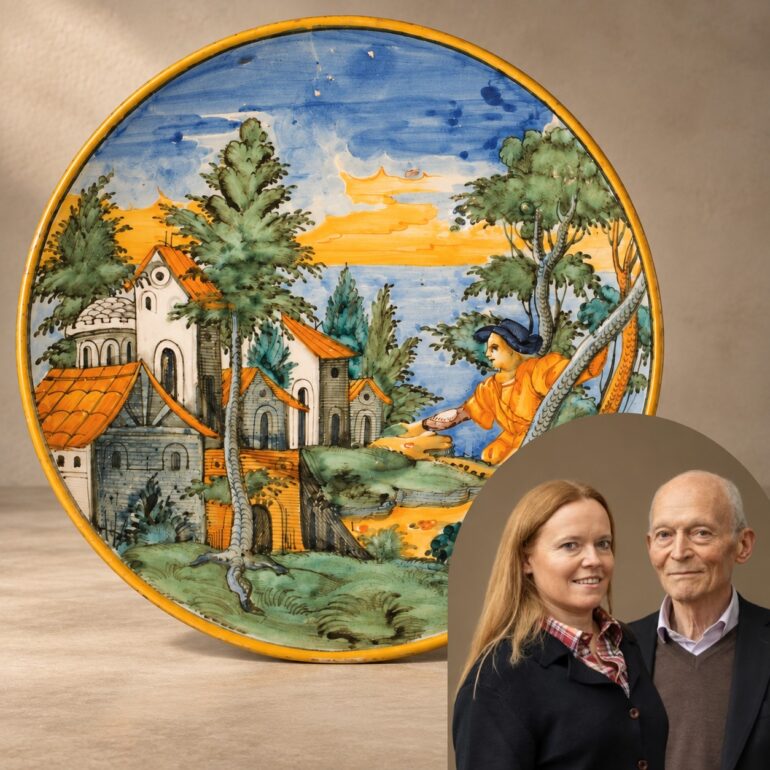 Galerie JM BÉALU ET FILS – Une majolique “a istoriato” inspirée de Gargantua