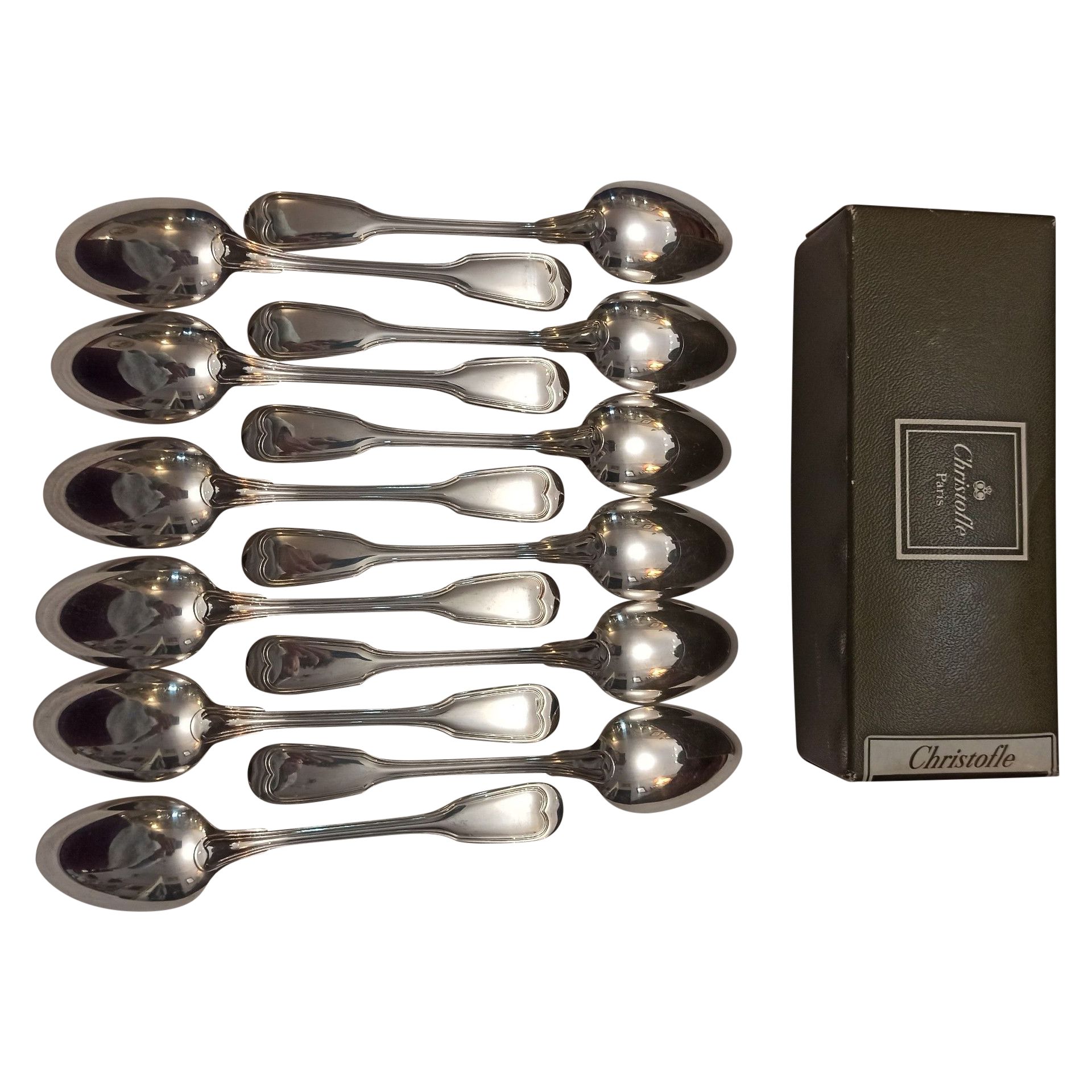 12 Cuillères à Café CHRISTOFLE En Métal Doré - Occasion