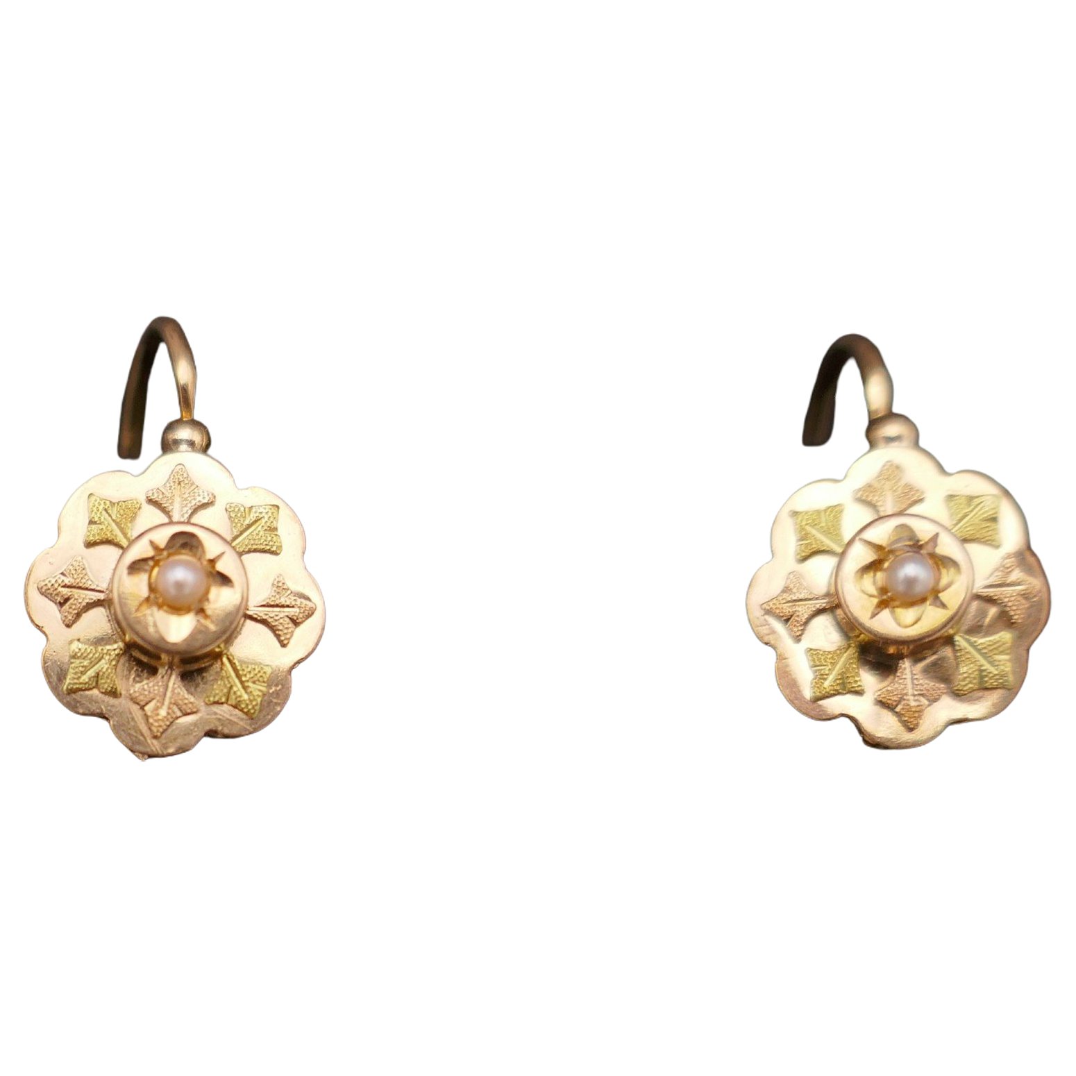 Orecchini Pendenti Vintage Mokilù, Ottone Bagno Oro 24K, Fatto A Mano In Toscana, Con Perla E Angelite Azzurra
