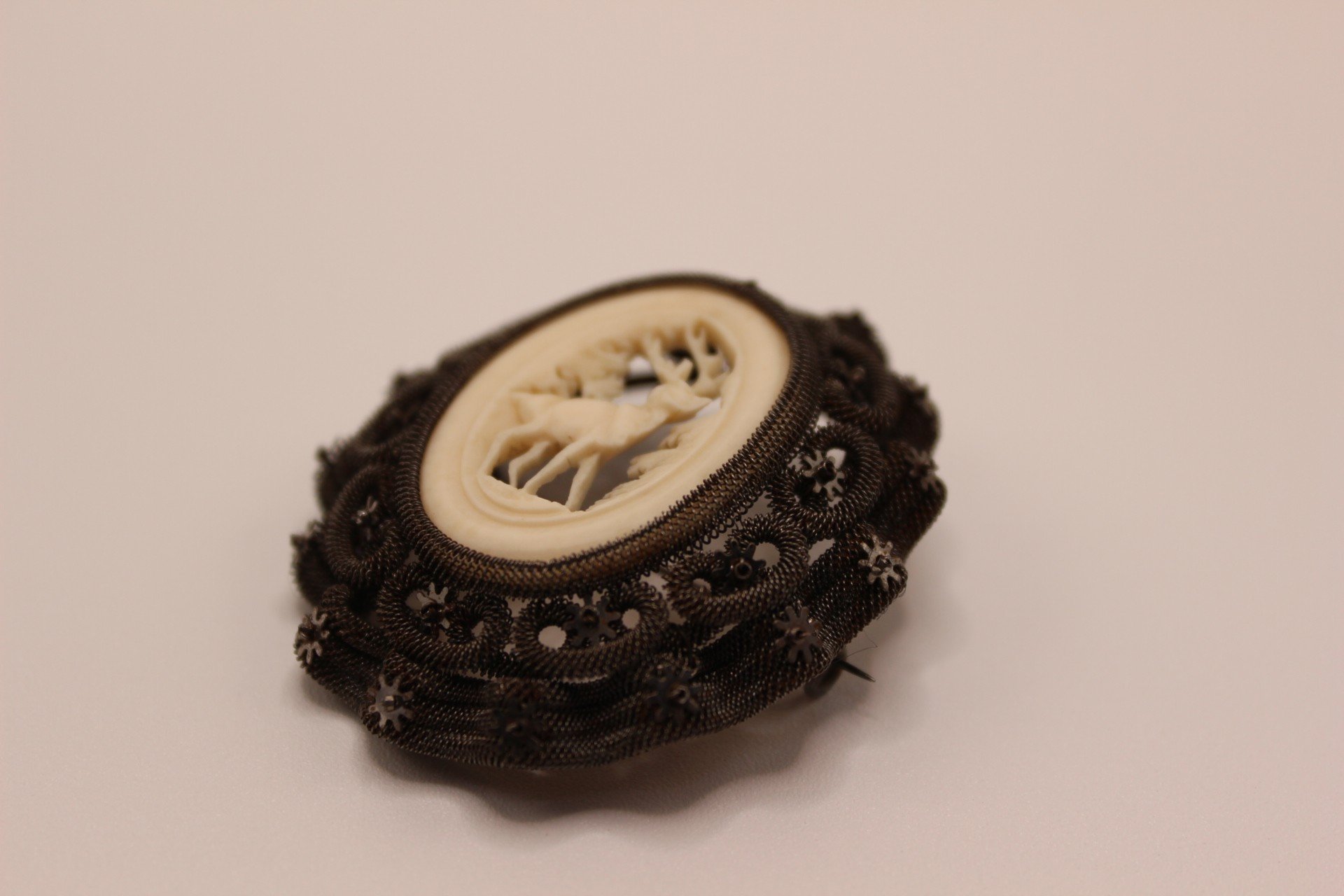 Broche Vintage Faons/cerfs En Argent Et Marcassites - Bijou Ancien à Thème Animalier - Occasion