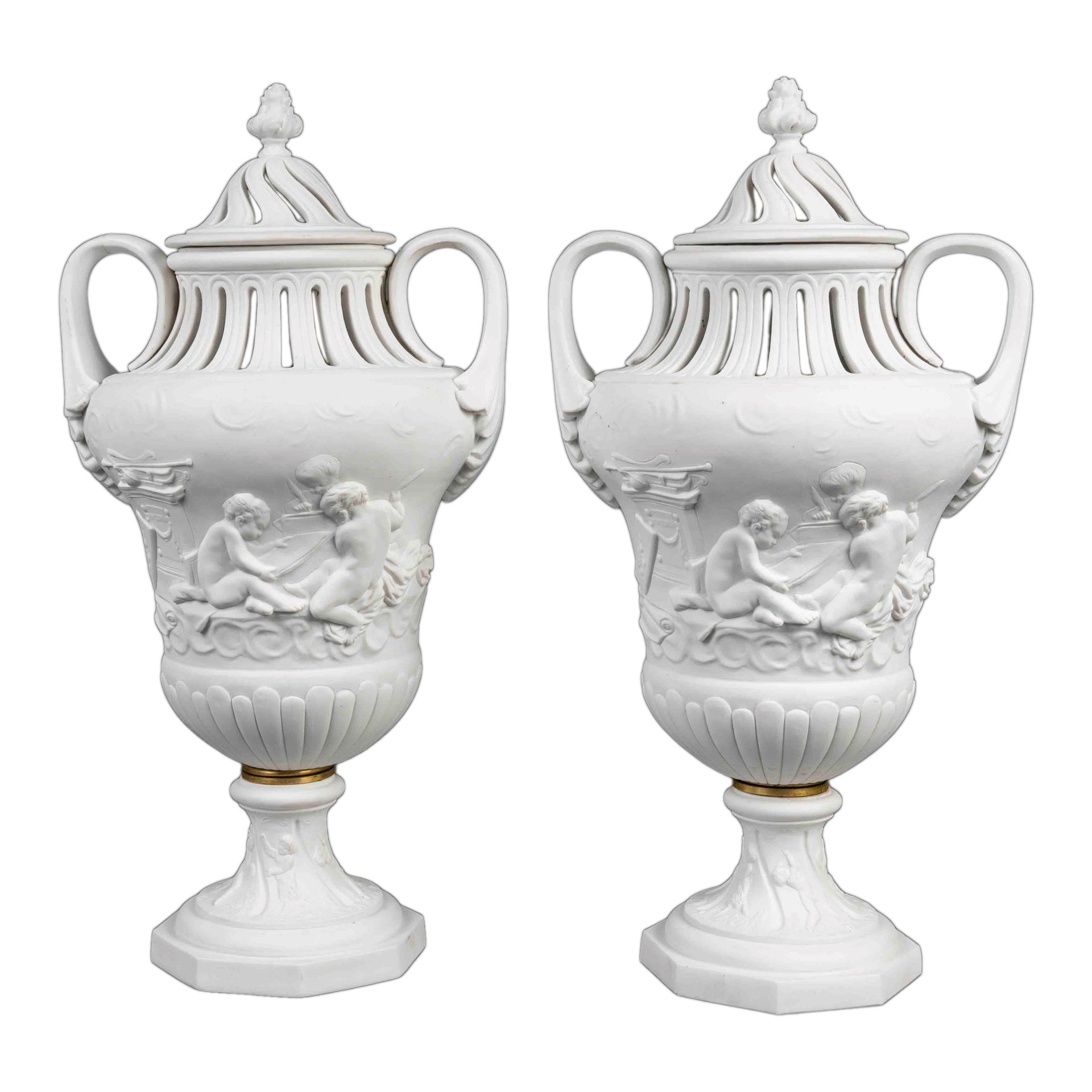 Ancien grand vase porcelaine, décor chouette, Porceval Villamarchante Valencia Beige
