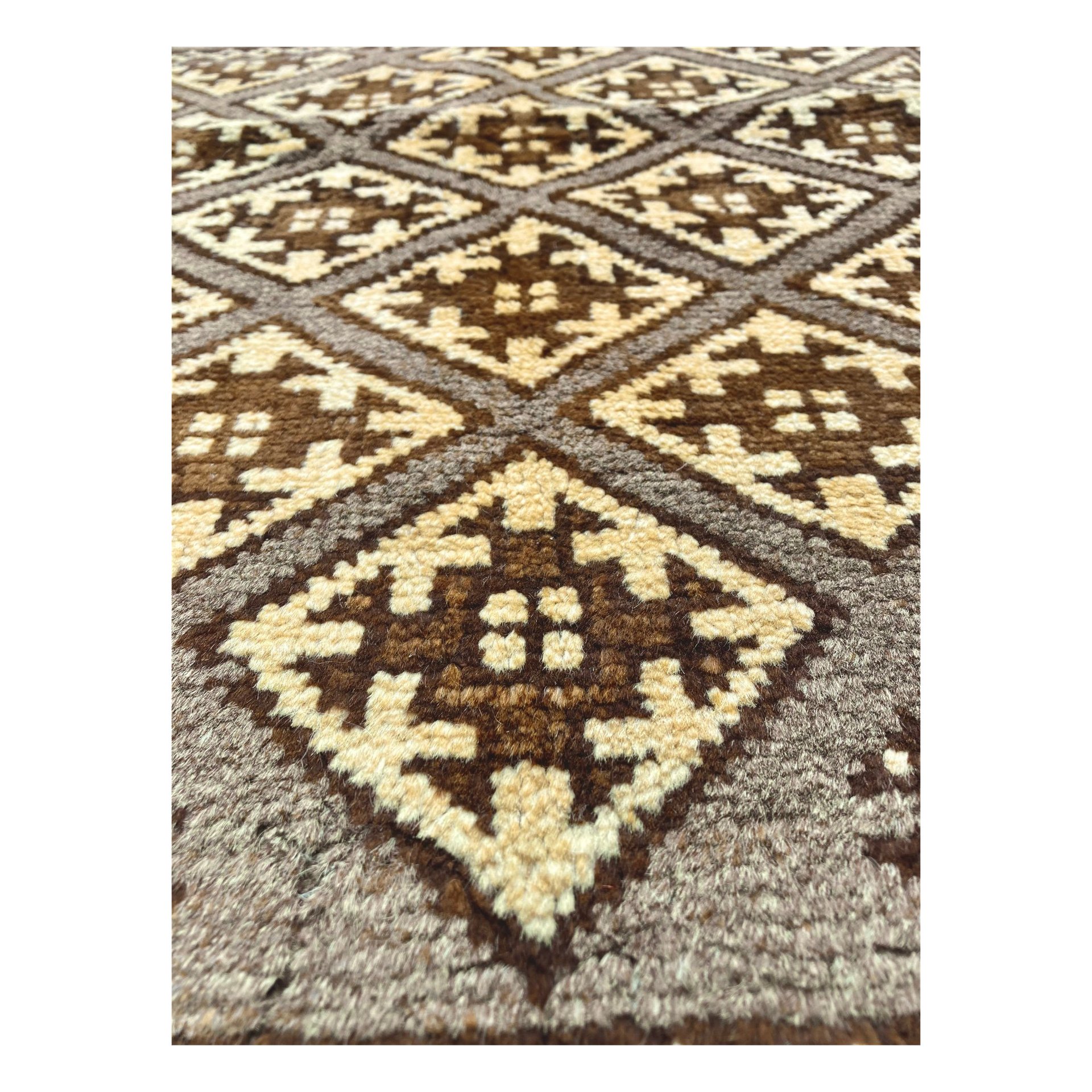 Tapis de guerre afghan vintage baloutche, 4 pi 2 x 5 pi 9 pi | Tapis tribal en laine noué à la main | Design artistique beige du champ de bataille | Tapis oriental unique - France