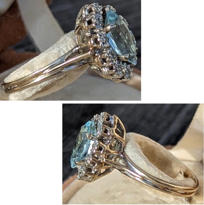 Bague Antique Marquise En Or 18k Avec Diamants - Taille 51 - Environ 1900 - Occasion