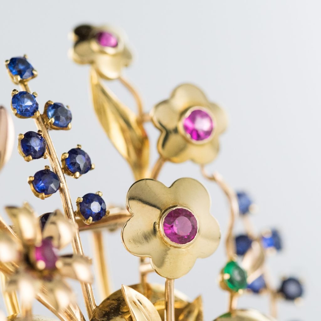 Spilla Floreale Art Déco Oro Rosa – Fiore Con Zirconi E Perla, Regalo Per Donna In Scatola Gioielli