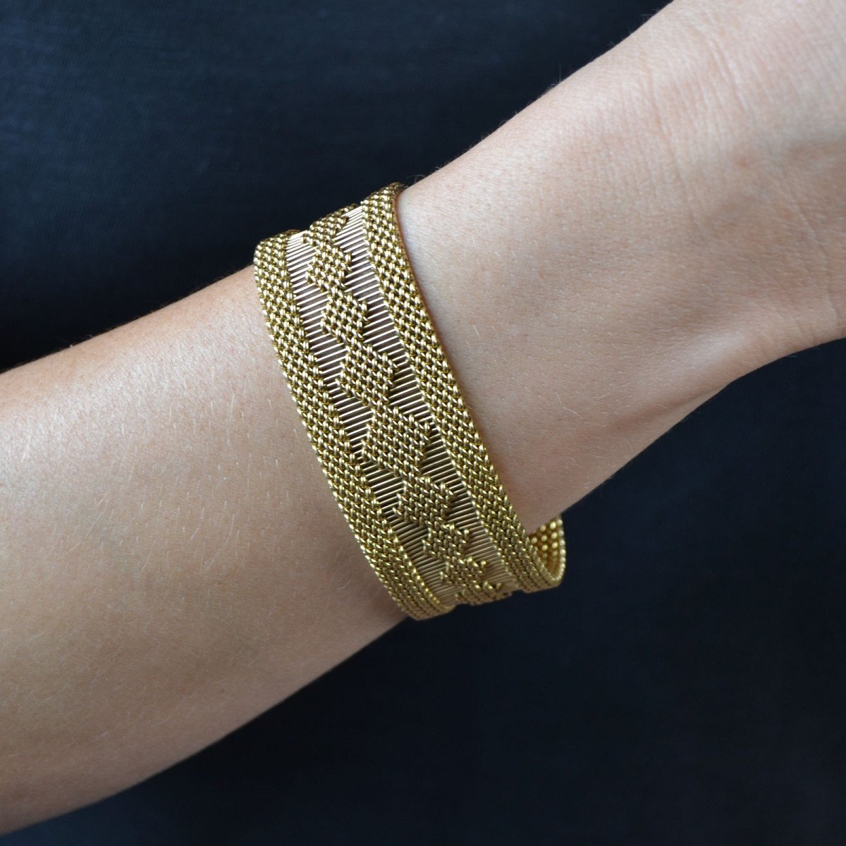Bracciale a Manica Donna Dorato - Bracciale Aperto Regolabile con Sciarpa in Seta, Bracciale Cavo Large Amovibile con Foulard in Seta, Gioiello Vintage Regalo per Donne