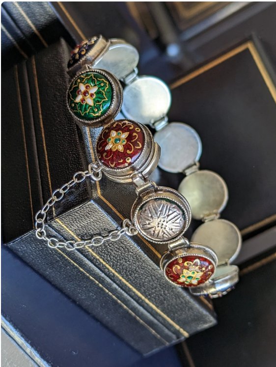Bracelet Vintage Articulé à Chaînette Argenté - Occasion - Alliage Français