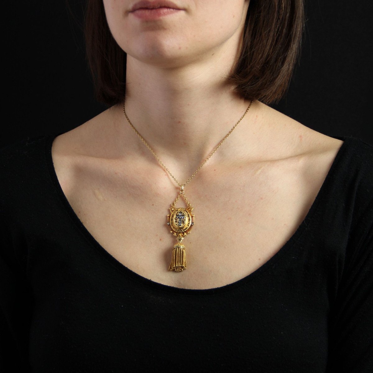 Pendentif Ancien Emaille Fleur Marguerite - Pendentifs - médaillons