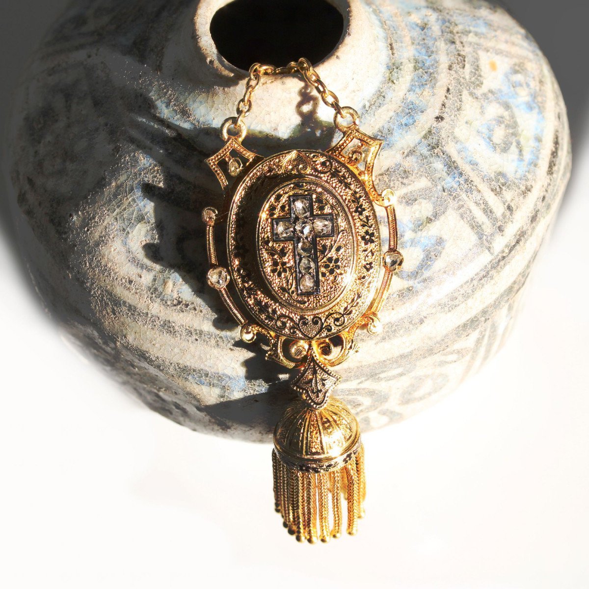 Pendentif Email d'Art en or jaune
