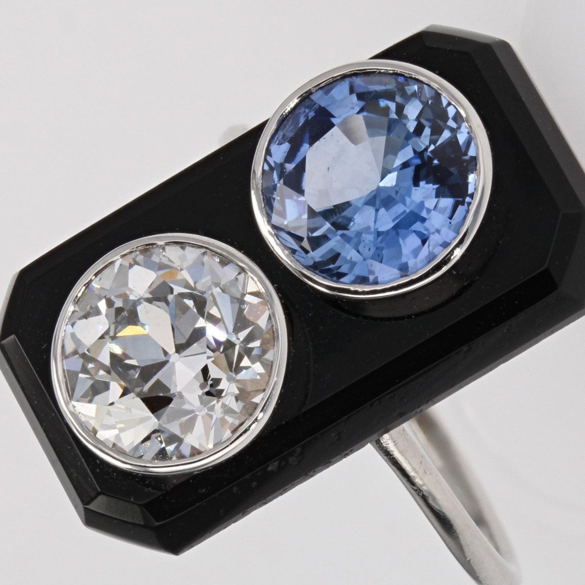 Bague Ancienne Art Déco En Argent 800/1000° Avec Onyx - Taille 56 (occasion)