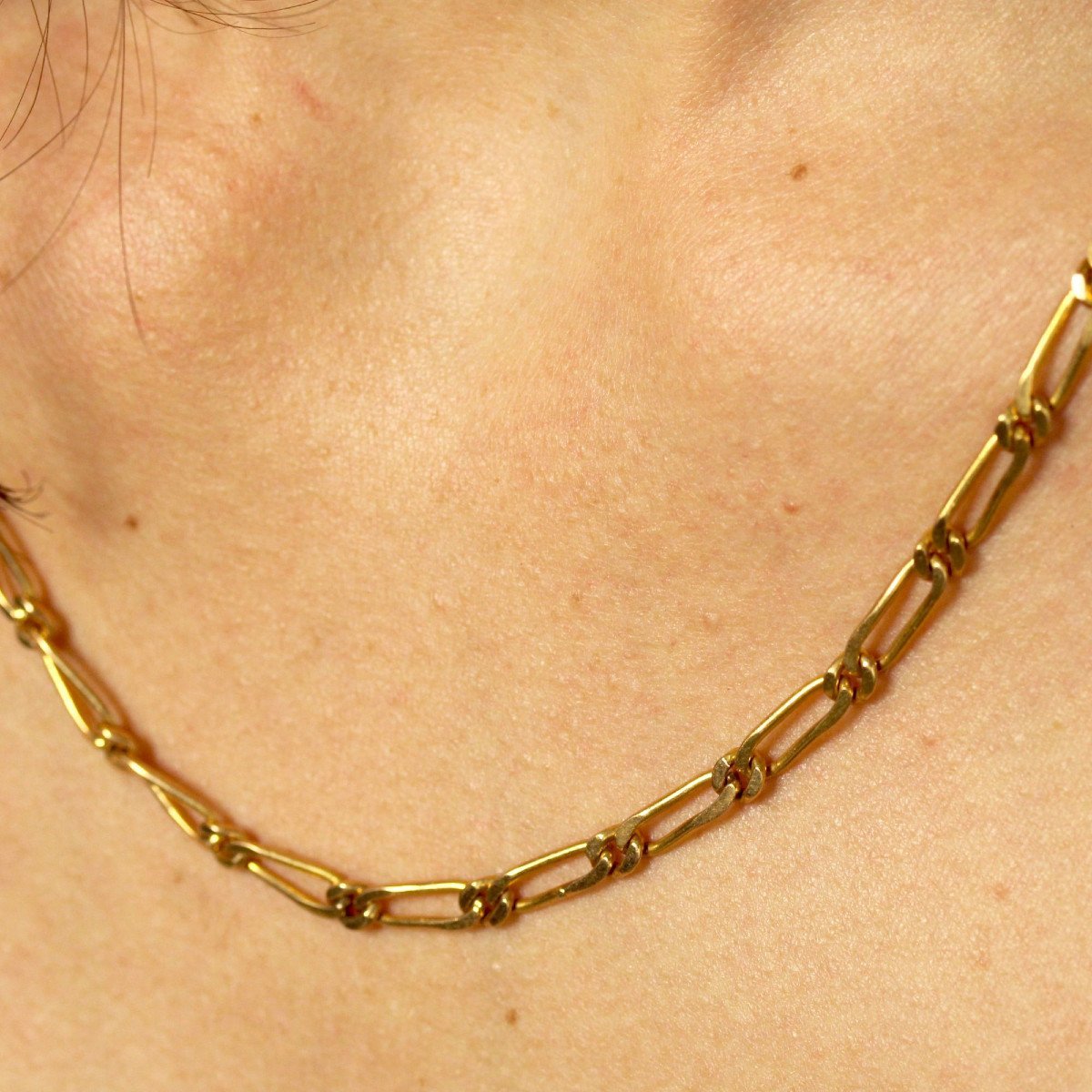Collier Vintage Gourmette Plaqué Or Jaune – Maille Chaînette – Occasion – Style Rétro #K35