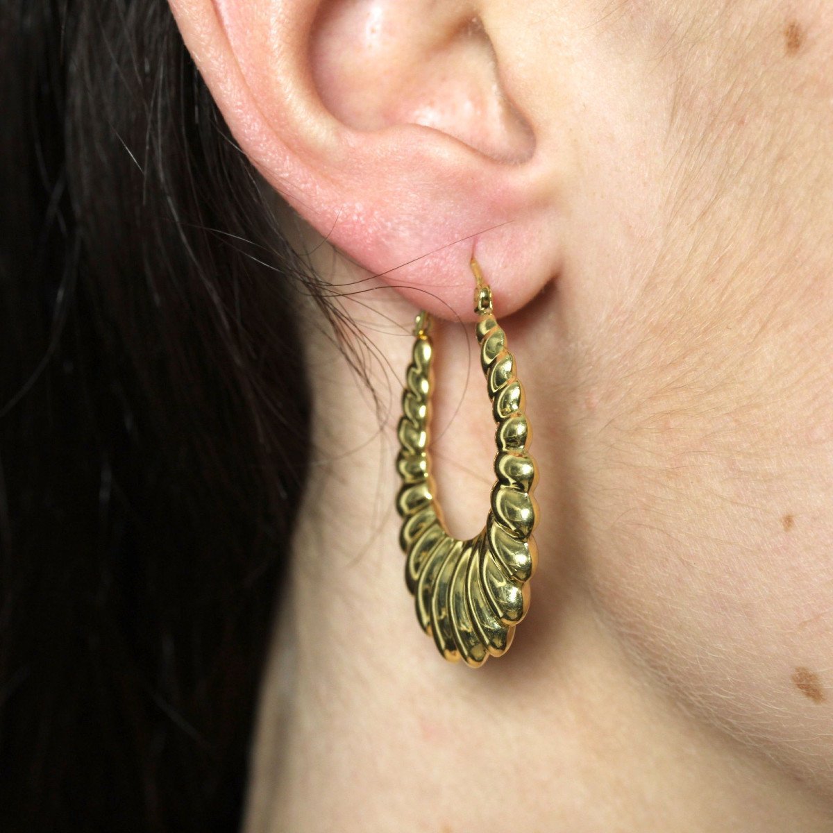 Orecchini Creole in oro 18k con perle di coltura - Perle d'acqua dolce Orecchini Creole in oro 18k con perle di coltura - Perle d'acqua dolce