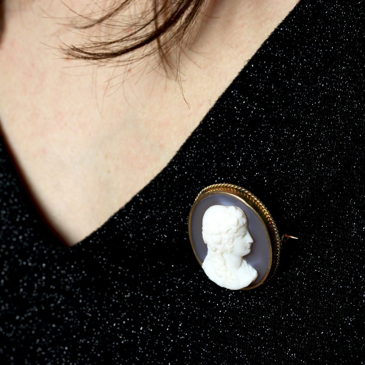 Ancienne broche avec agate - Montres & Bijoux