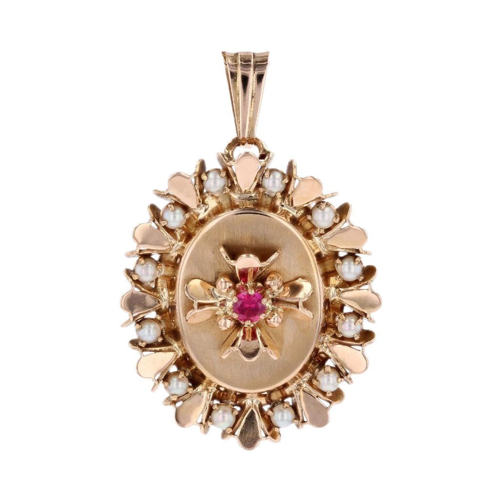 Parure boucles d'oreilles et pendentif avec rubis et strass argent 925