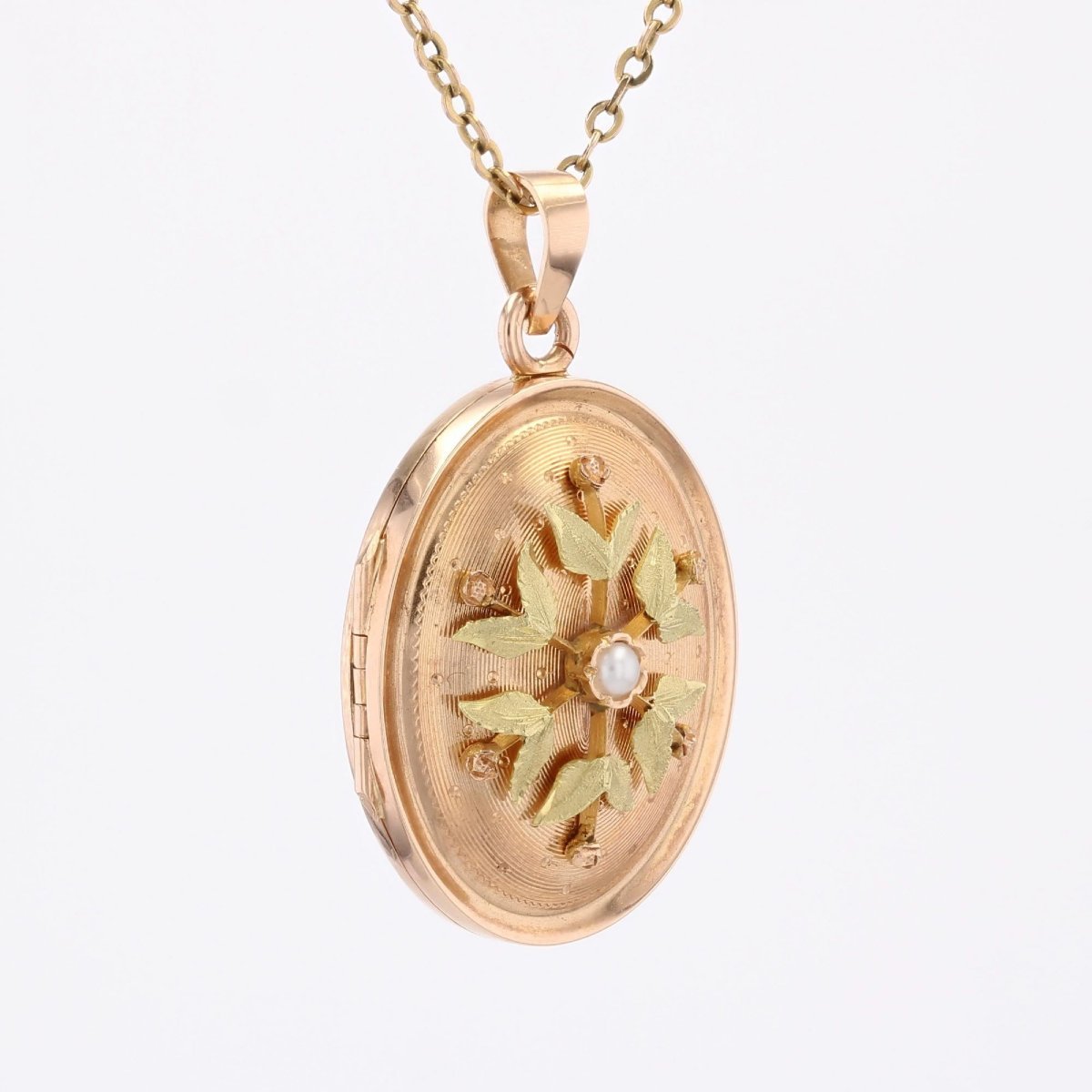 Pendentif Ancien Rond Avec Perle Et Strass - Diamètre 13mm, Occasion Bon état