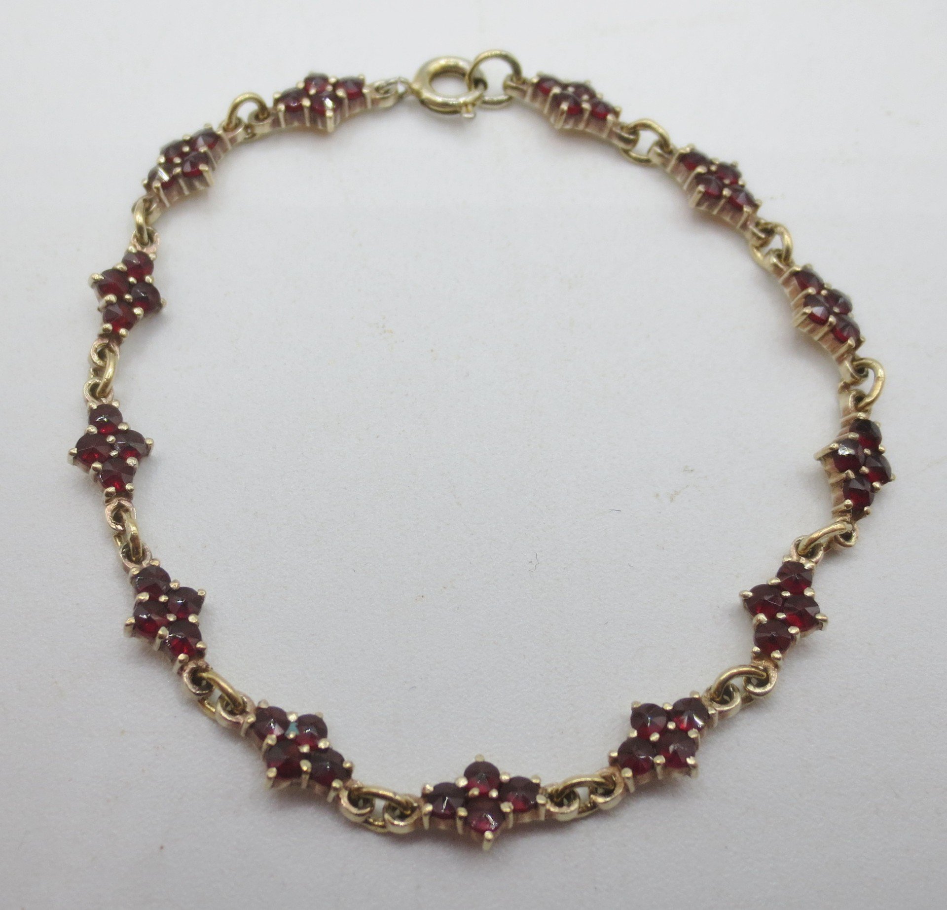 Bracelet Vintage En Argent - Serti De Grenats Et Marcassites - Bijou Ancien France - Parfait état