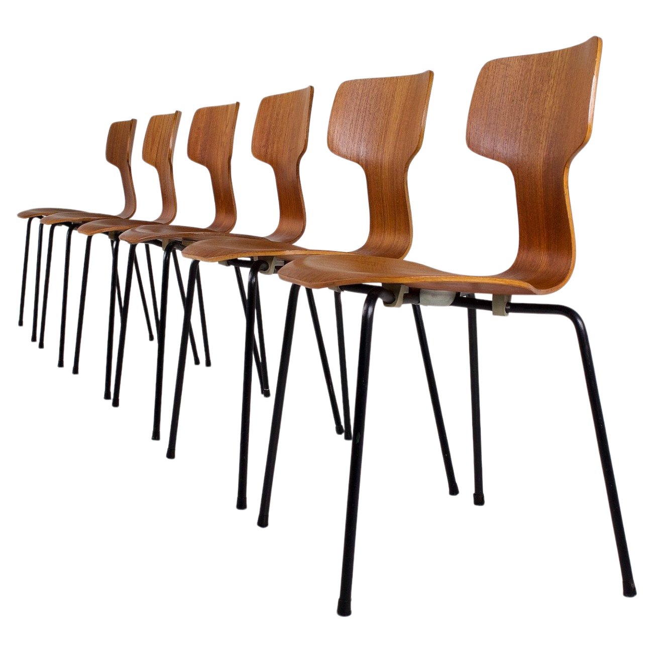 6 Hammer 3103 chairs by Arne Jacobsen for Fritz | Antikeo