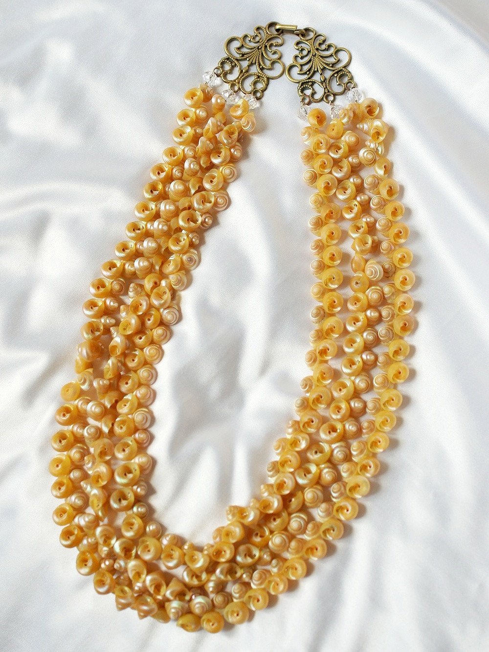 Collier Vintage Ancien En Cristal Et Bronze - Zircon Multicolore Années 80
