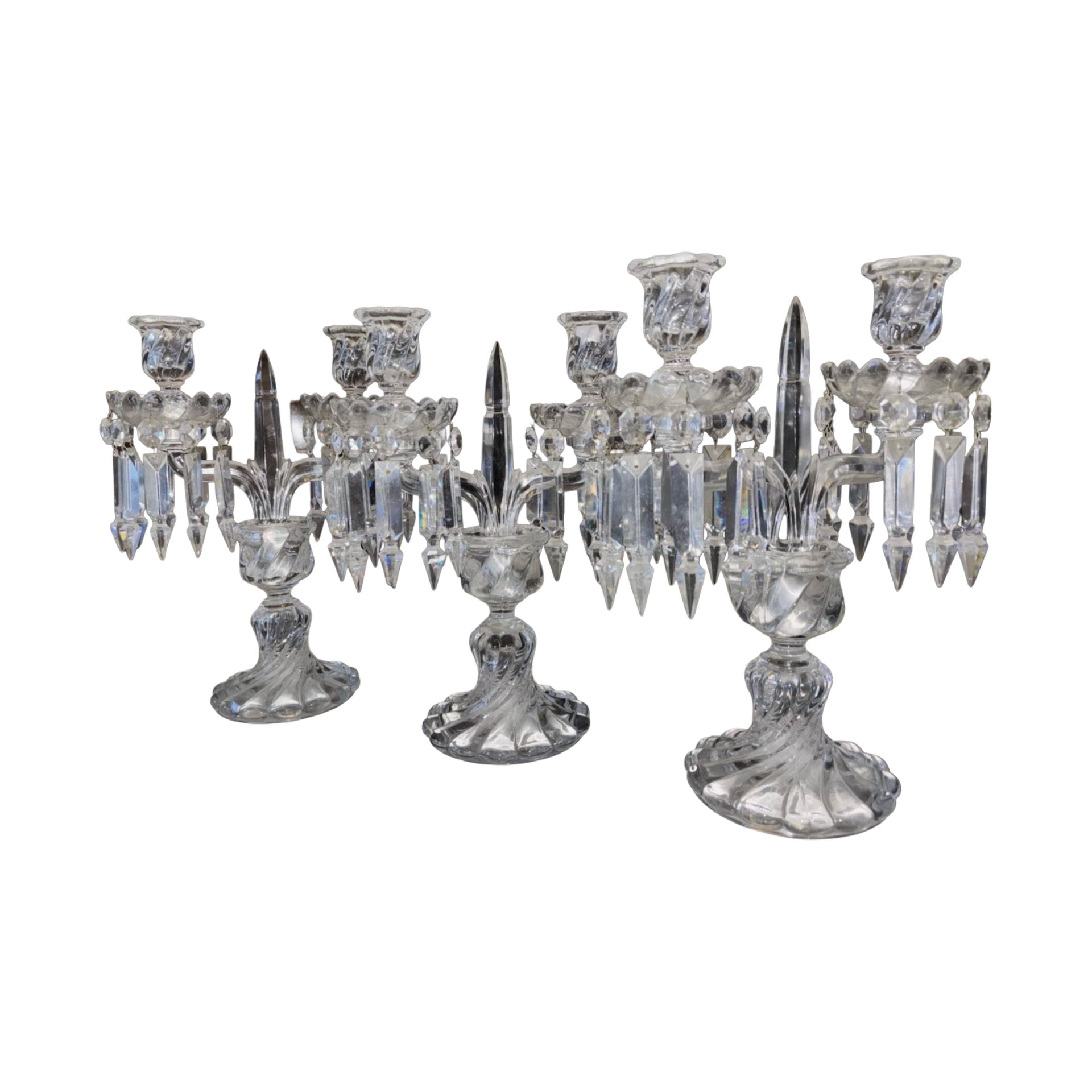 BACCARAT Suite von drei gedrehten Bambus-Krista... | Antikeo
