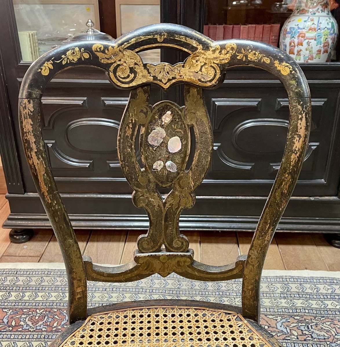 Napoleon III chair in blackened wood and mother | Antikeo