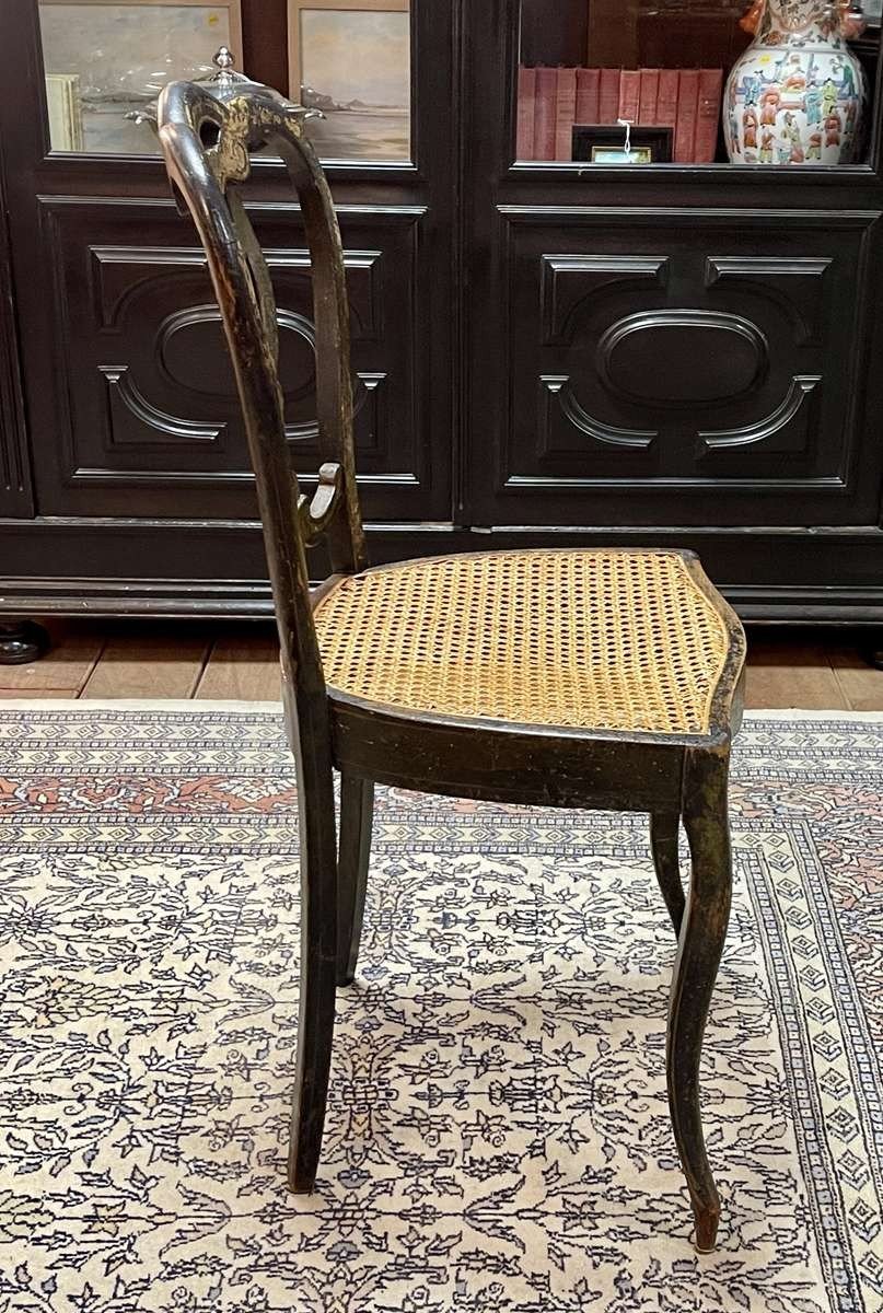 Napoleon III chair in blackened wood and mother | Antikeo