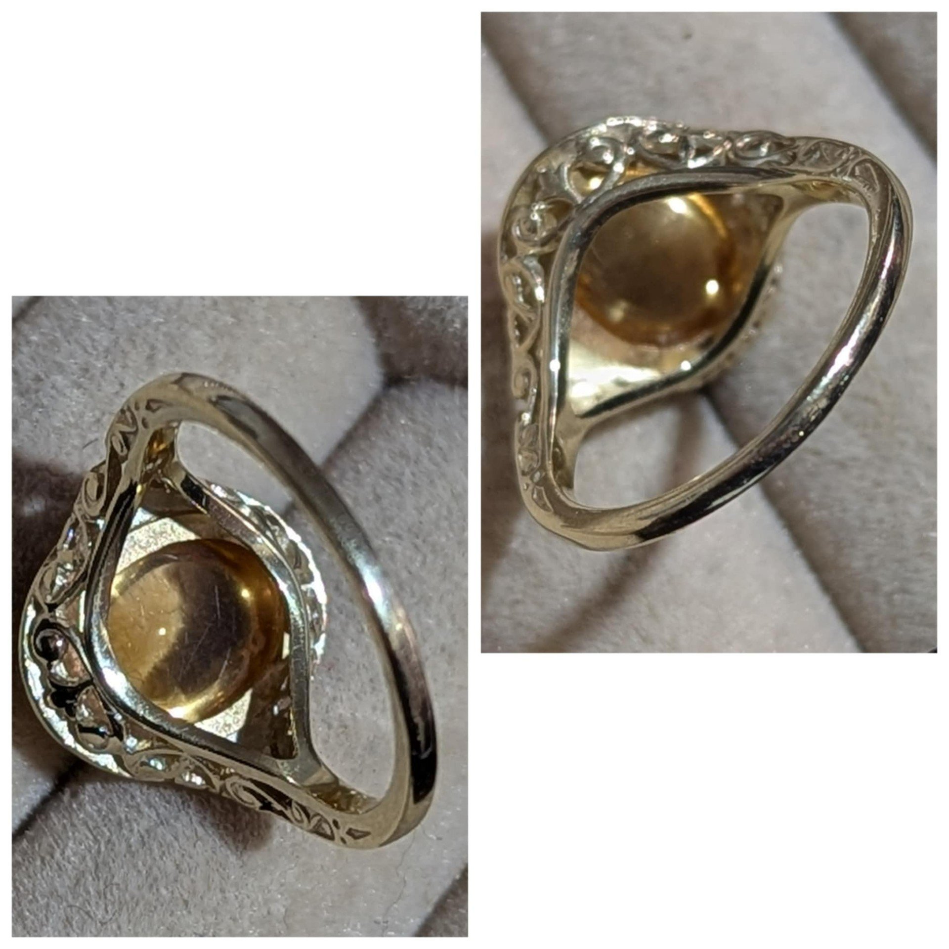 Art déco citrine bague de fiançailles set 14k or citrine
