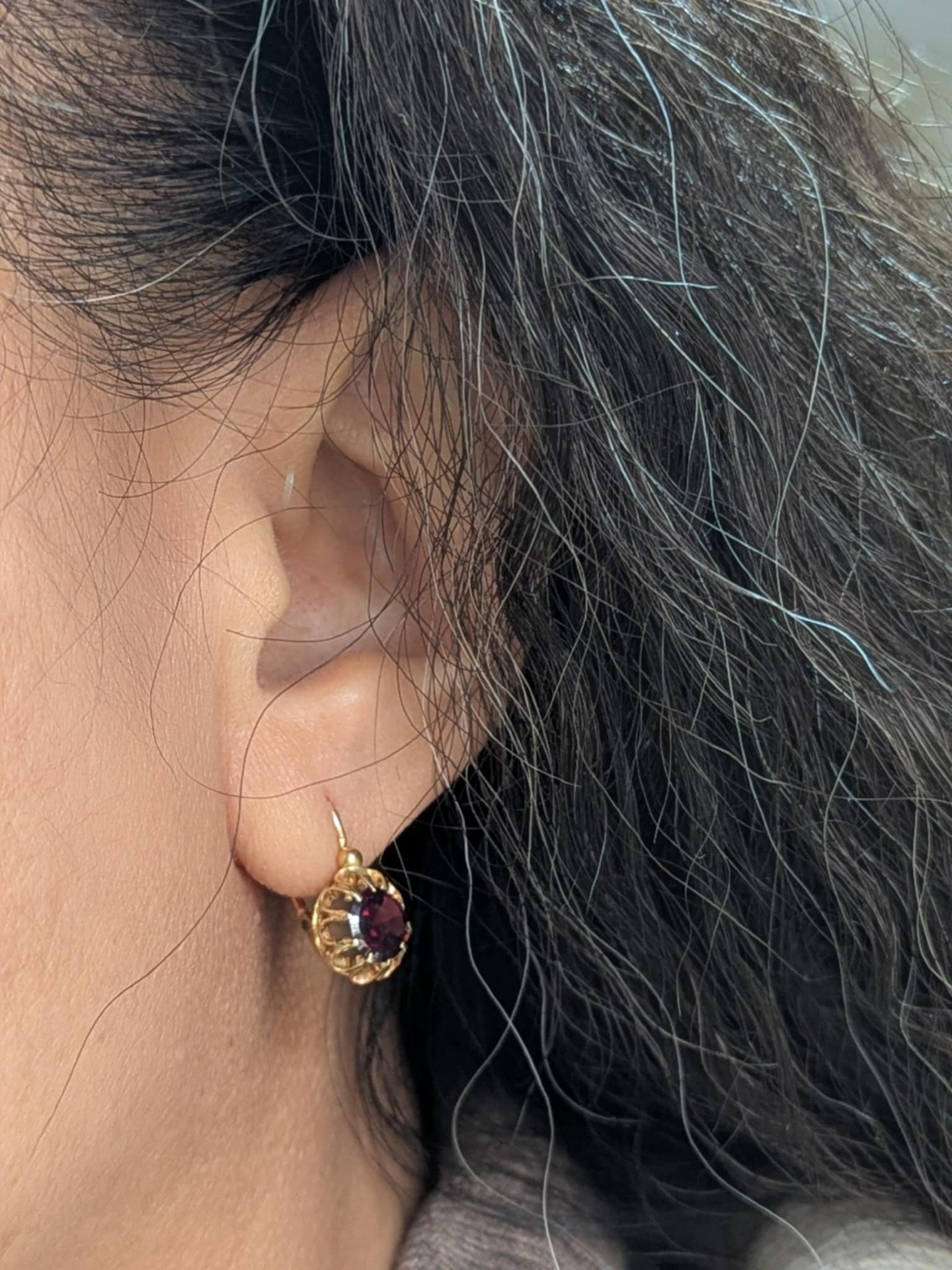 Boucles D'oreilles Victoriennes En Or Rose 18k Avec Grenats - Pendentifs Circa 1850 - Vintage
