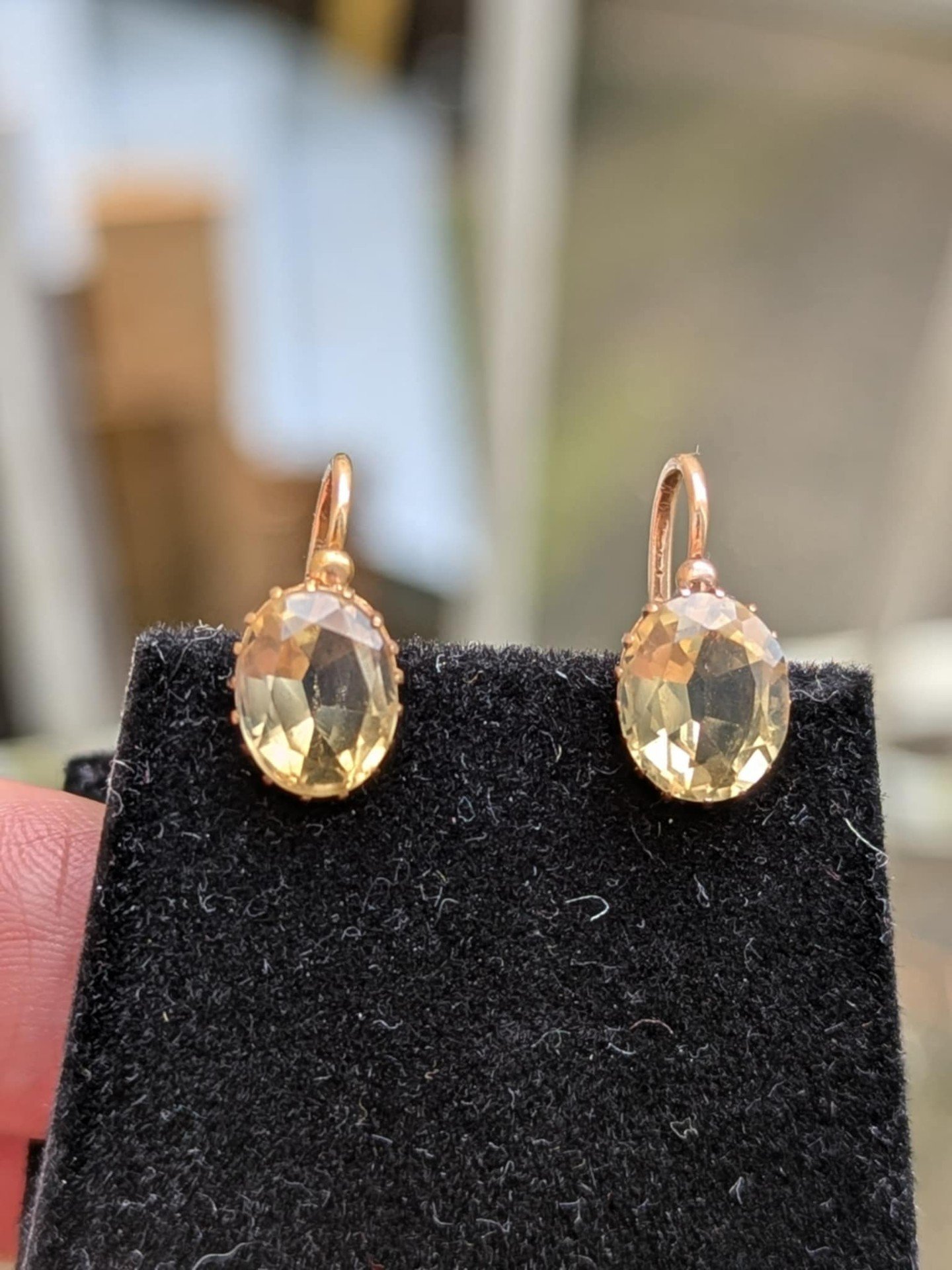 Boucles D'oreilles Anciennes Art Nouveau - Argent 925 Avec Topaze Bleue Et Citrine - Dormeuses