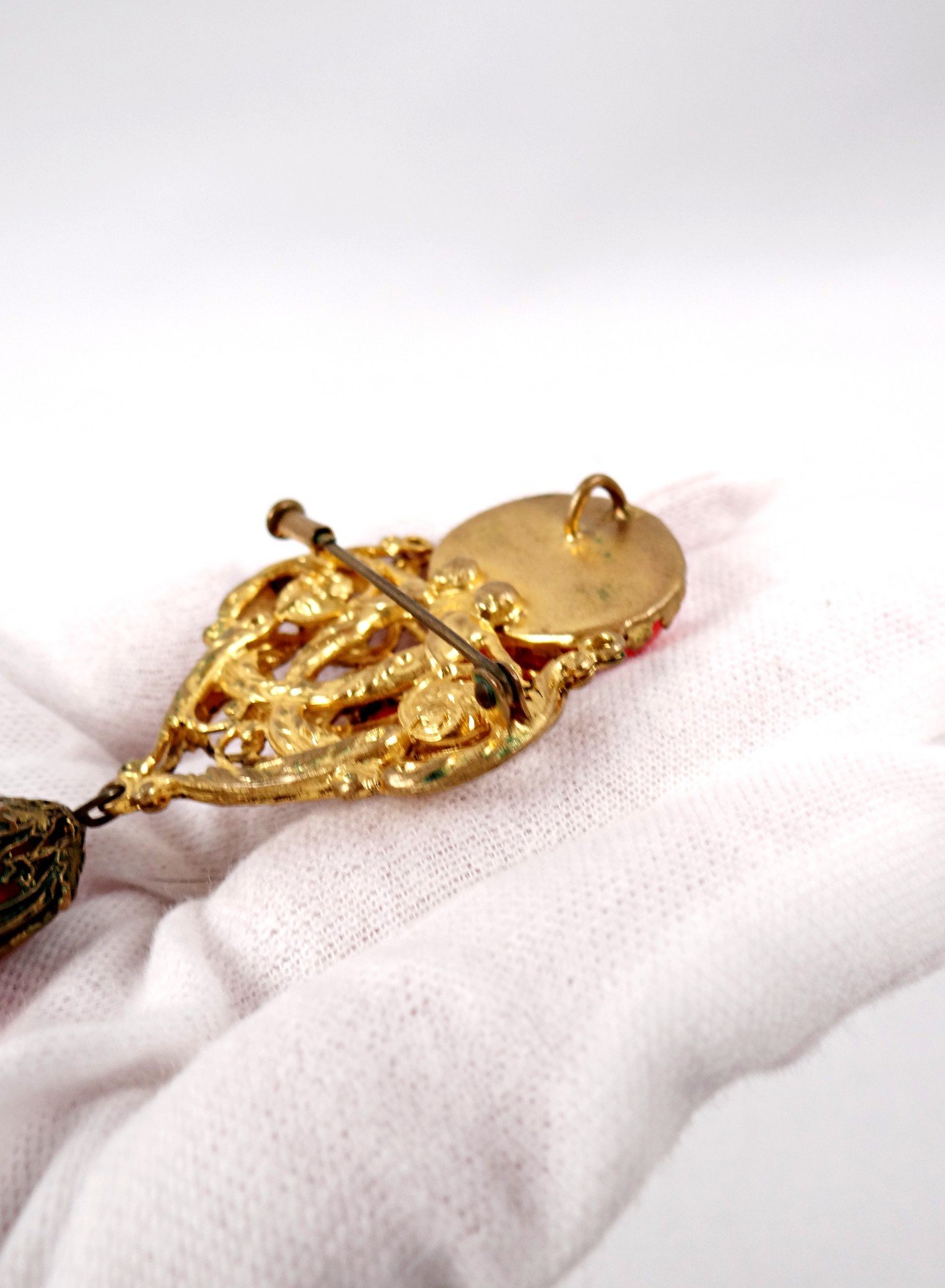 Broche Vintage Baroque Dorée Avec Strass - Bijou Fantaisie