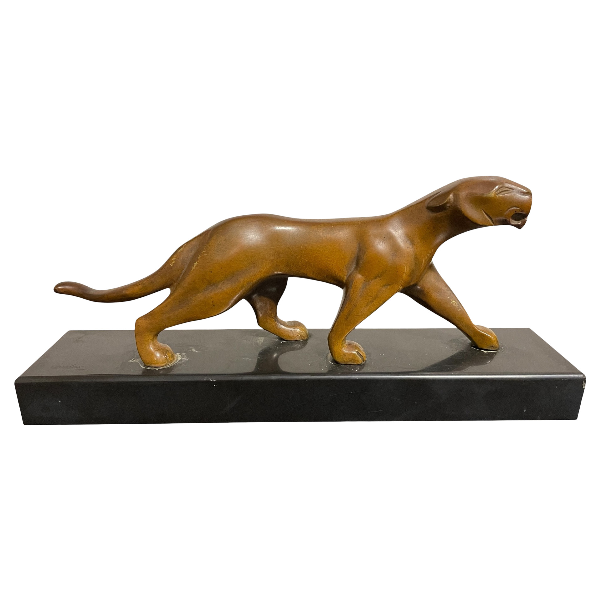 Grande Statue Bronze Panthère 34cm - D'après Michel Decoux - Sculpture Art Nouveau