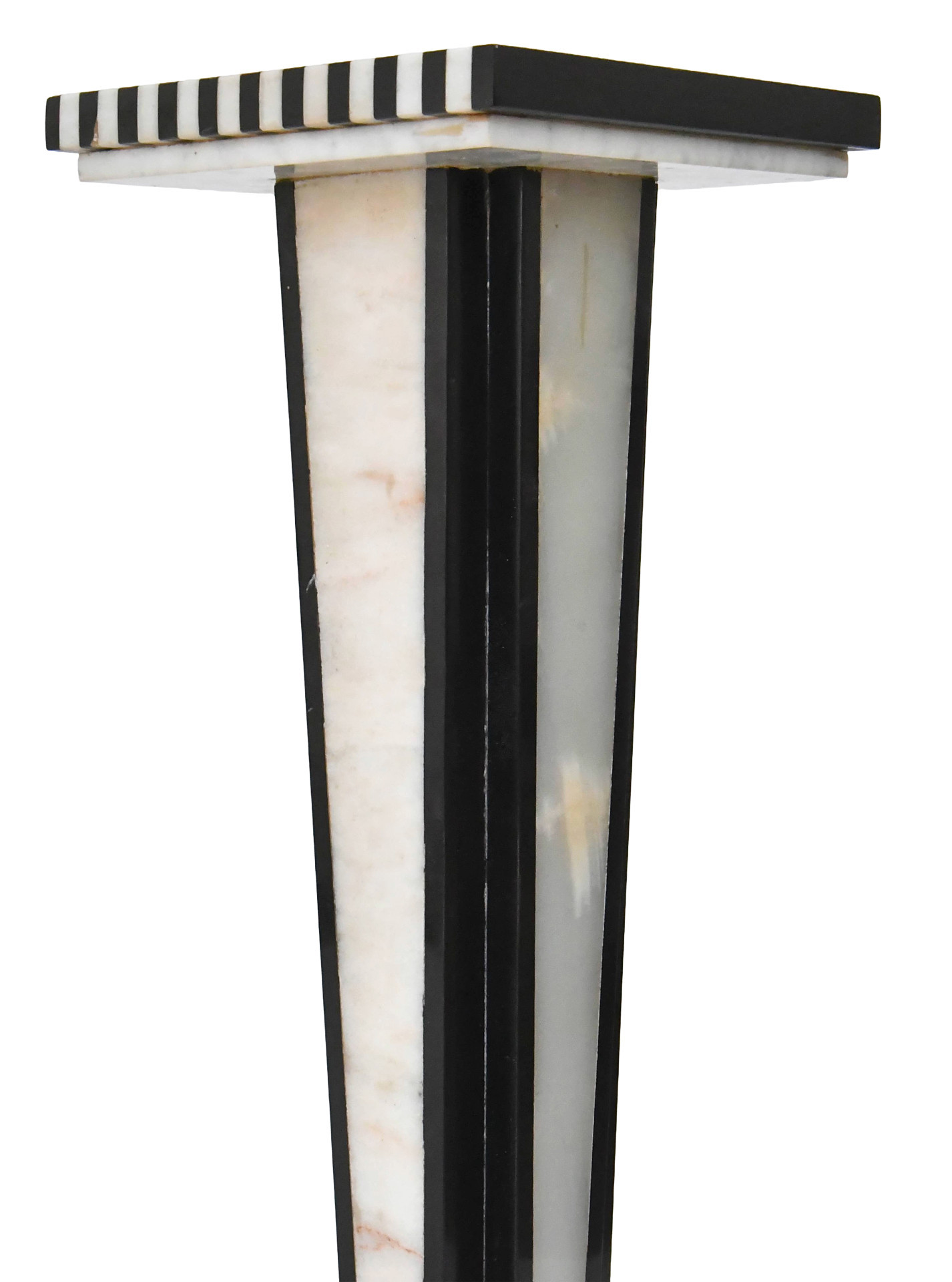 Set de 4 bases de colonnes en marbre noir et beige, style XVIIIème