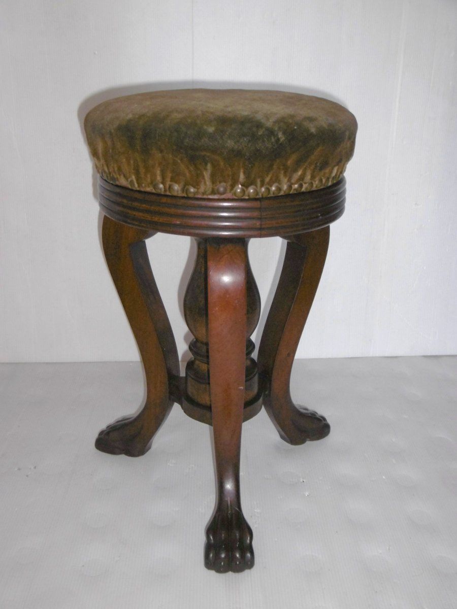 ② Tabouret de piano - Bois noirci, Tapisserie - Seconde moitié — Antiquités