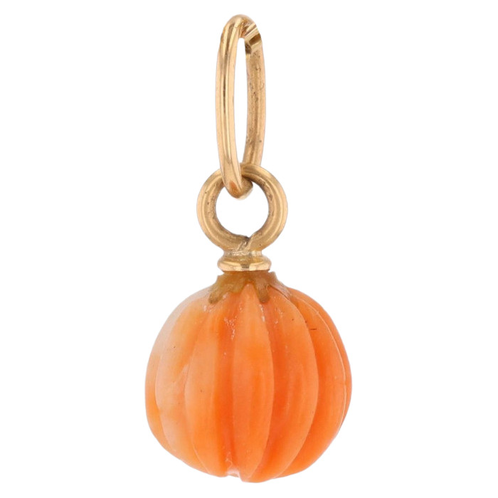 Pendentif Breloque Ancien En Corail Rouge - Alliage (occasion)