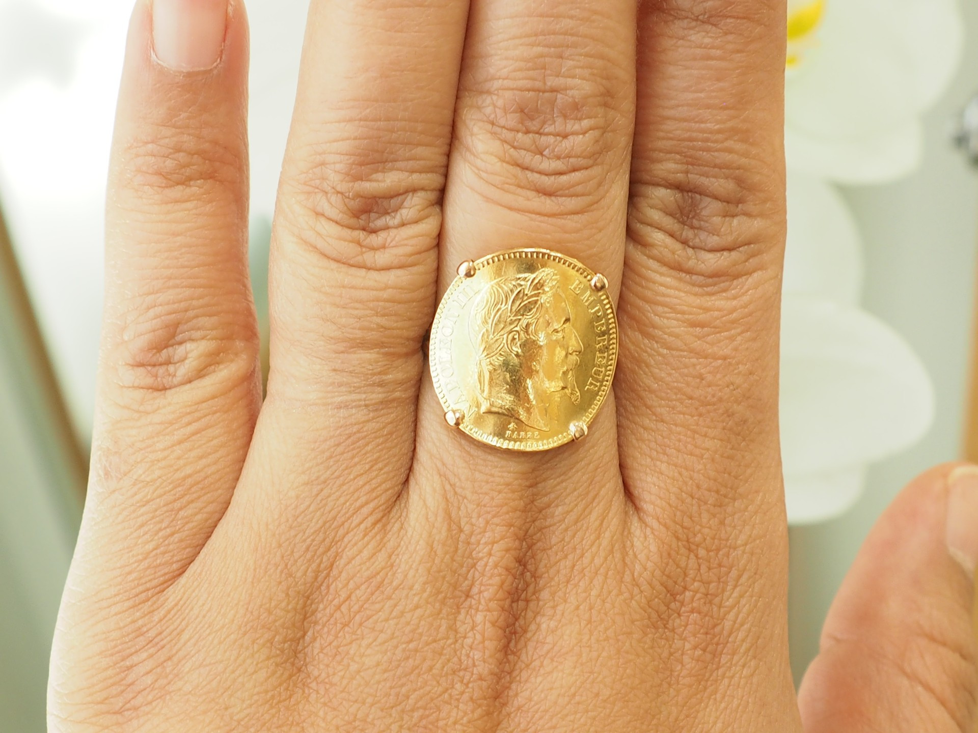 20 Franc Napoleon coin ring in 18kt yellow gold | Antikeo