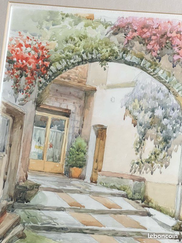 Watercolor signed F. Neri – Flowery Italian Cou | Antikeo