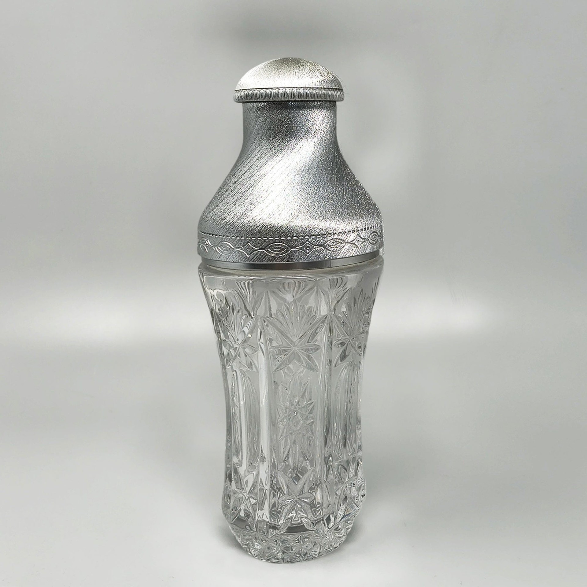 1960s Italian Mid-Century Cut Crystal & Brushed... | Antikeo