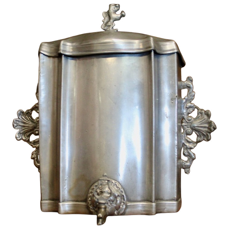 Swiss Wall-Mounted Pewter Fountain - Decorativ | Antikeo