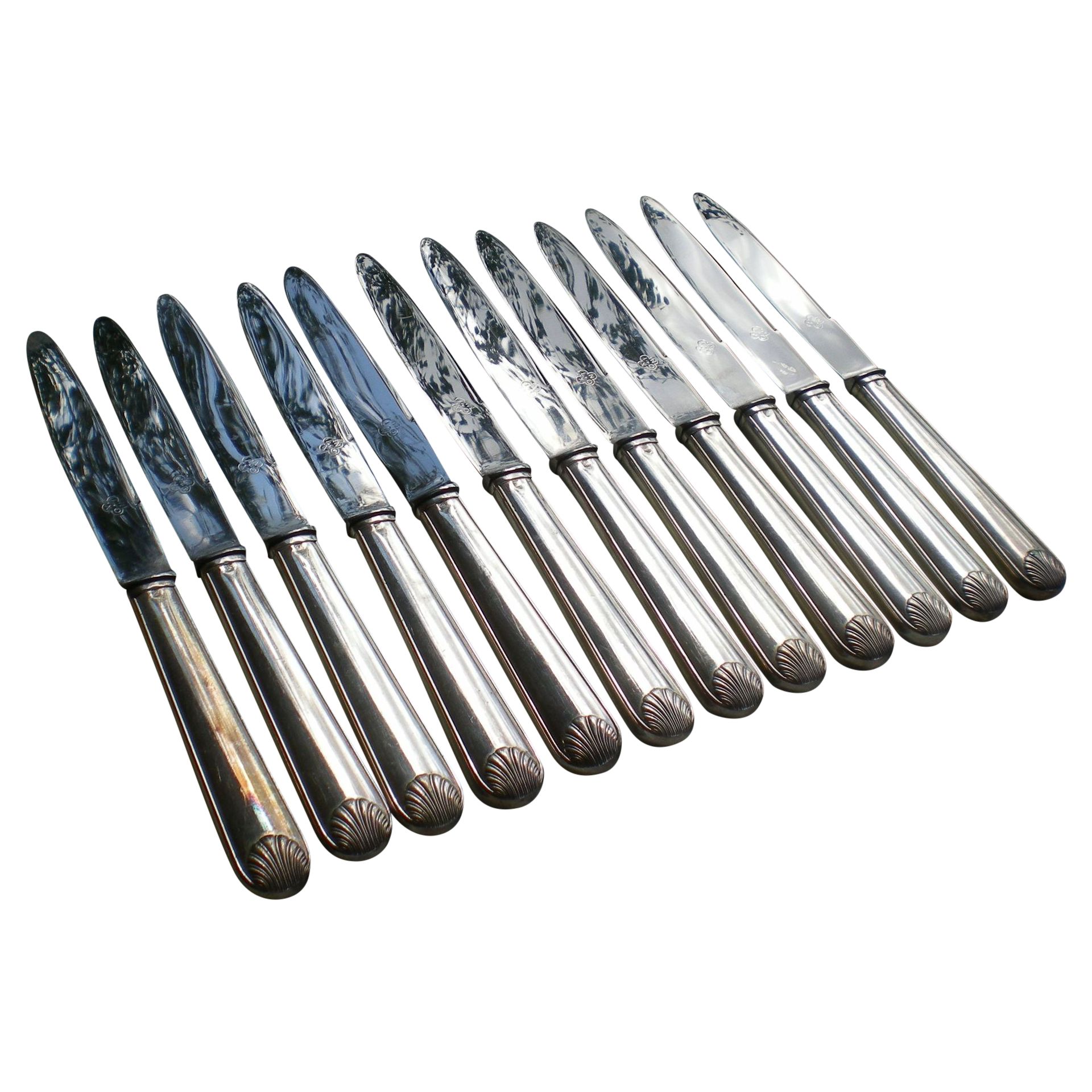 Set di 12 posate coltelli da pesce Buyer Star posate in argento lucidato a specchio Modello a forma di conchiglia 