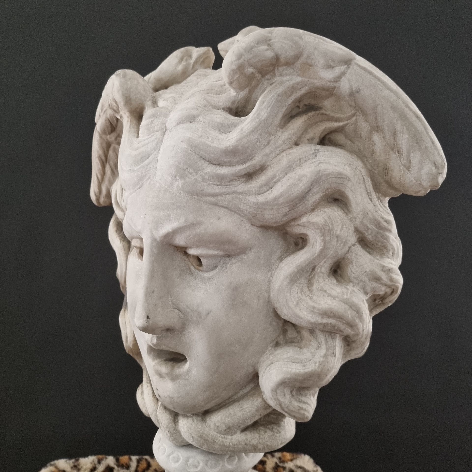 Medusa Gorgon Mask Statue Greek Mythology Monster Marble