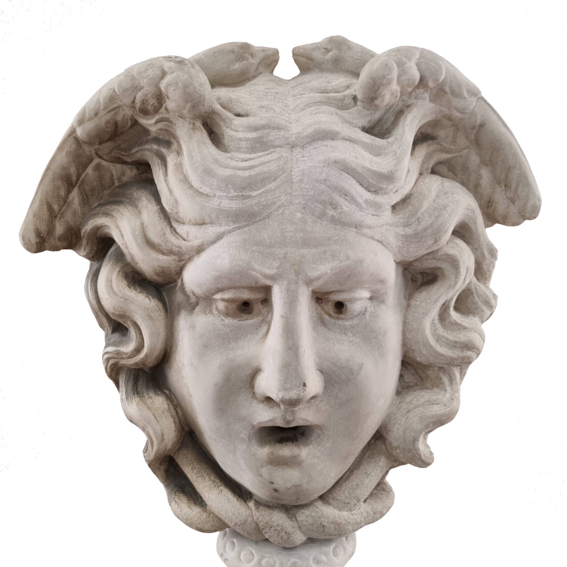 Medusa Gorgon Mask Statue Greek Mythology Monster Marble 