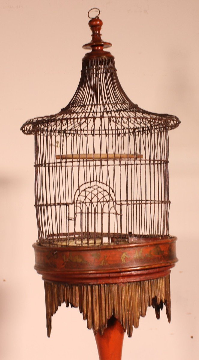 Cage à Oiseaux Sur Pied à Décor Chinoisant -19°