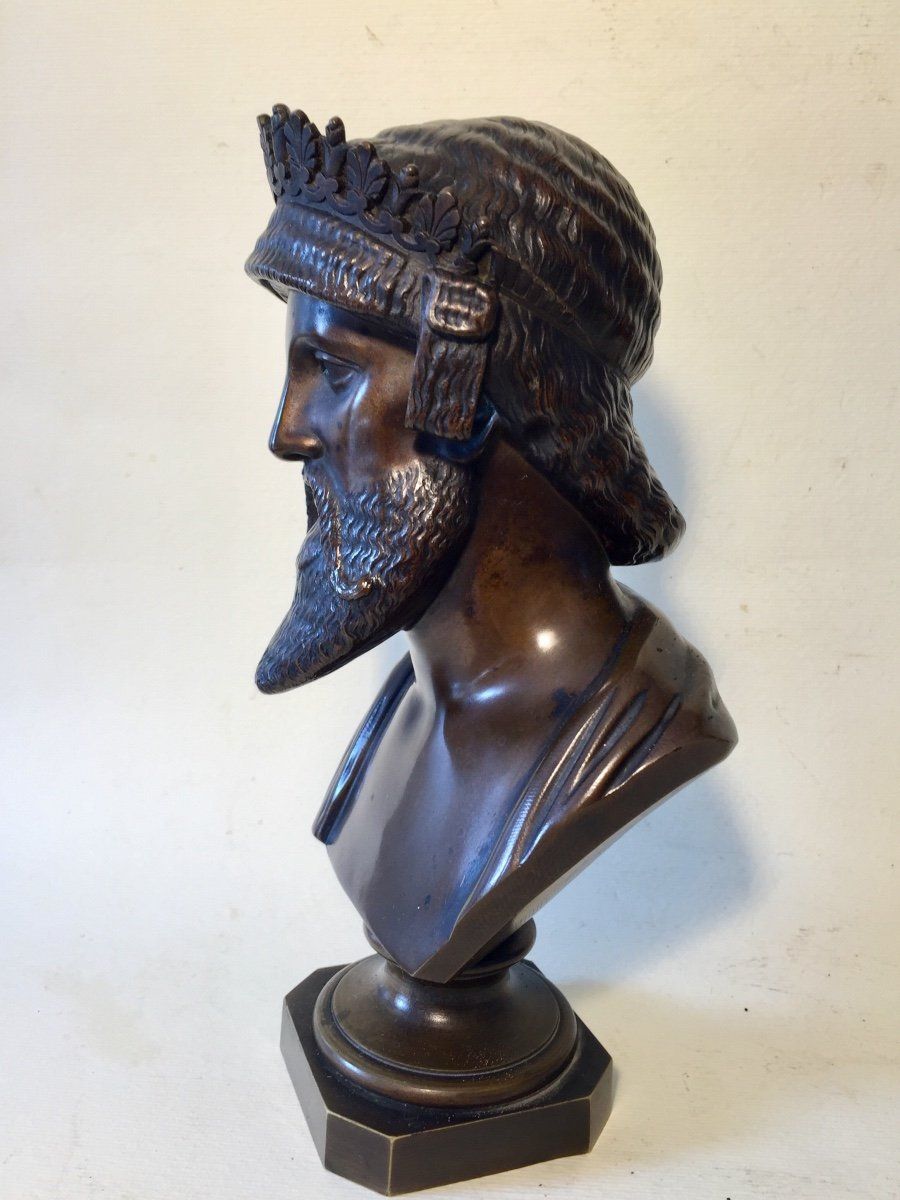 Bust Of Darius 1st, King Of Persia. XIXth bronze. - Bronze sculptures |  Antikeo