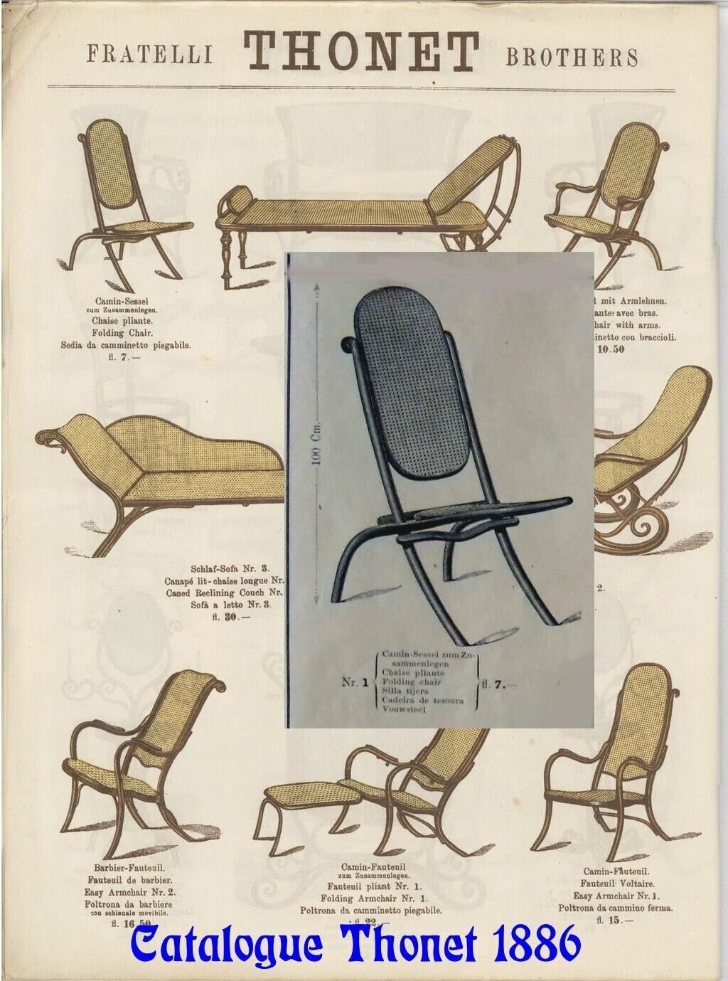 Klipklap Folding lounge chair by THONET 1880 mo Antikeo