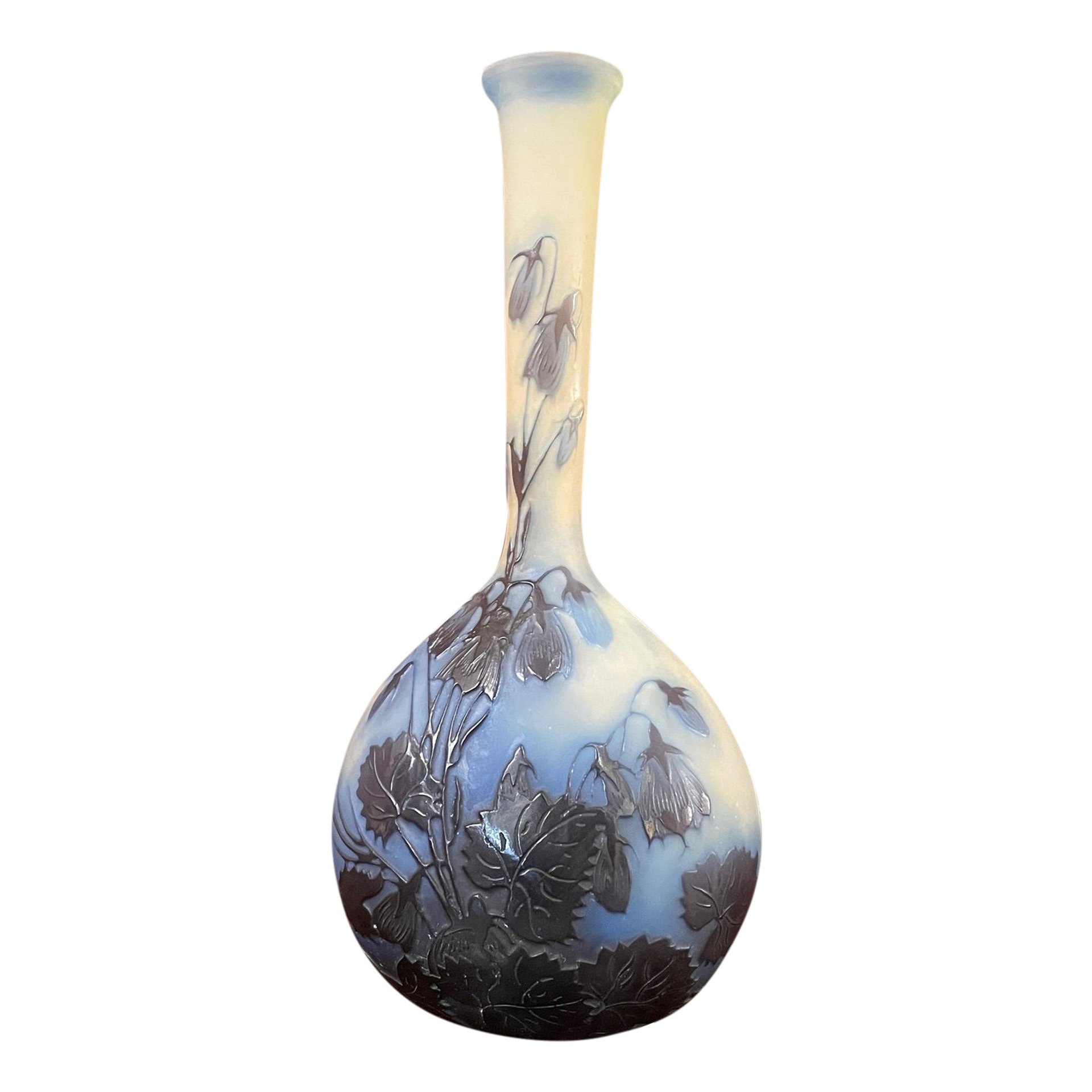 Grand Vase En Verre Style Galle Gallé – Motif Lotus, Réplique Antique – Aubaho – Neuf